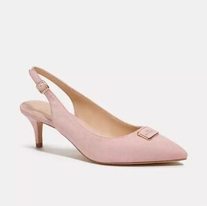 Coach Jillian Pink Suede Slingback Kitten Heels 8.5